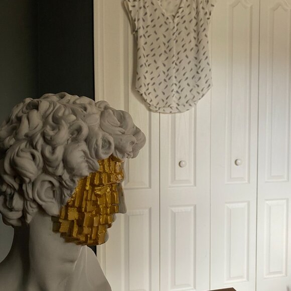 White Short-Sleeve Feather Blouse — Soft Earth Edit (XS) - Picture 5 of 5